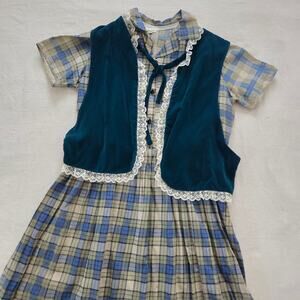 Vintage Plaid Dress + Velvet Vest Bundle kids 14